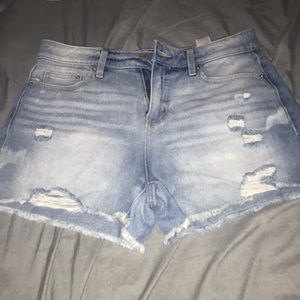 Light blue denim jean shorts